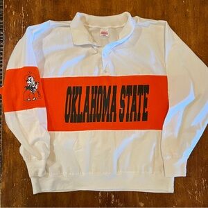 RARE vintage  Oklahoma State University Pistol Pete cotton shirt w fleece insets